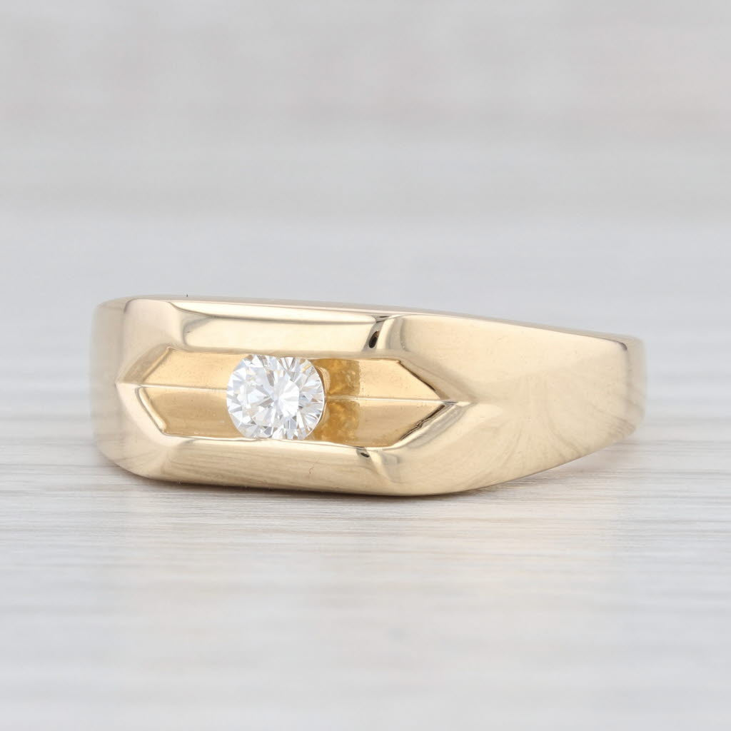 Light Gray 0.35ct Diamond Solitaire Ring 14k Yellow Gold Size 11.75 Men's Wedding Band