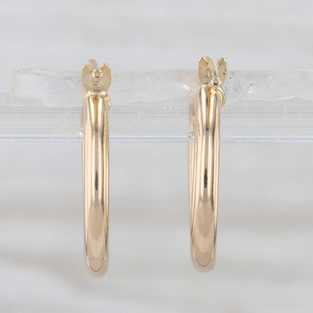 Small Round Hoop Earrings 14k Yellow Gold Snap Top Hoops