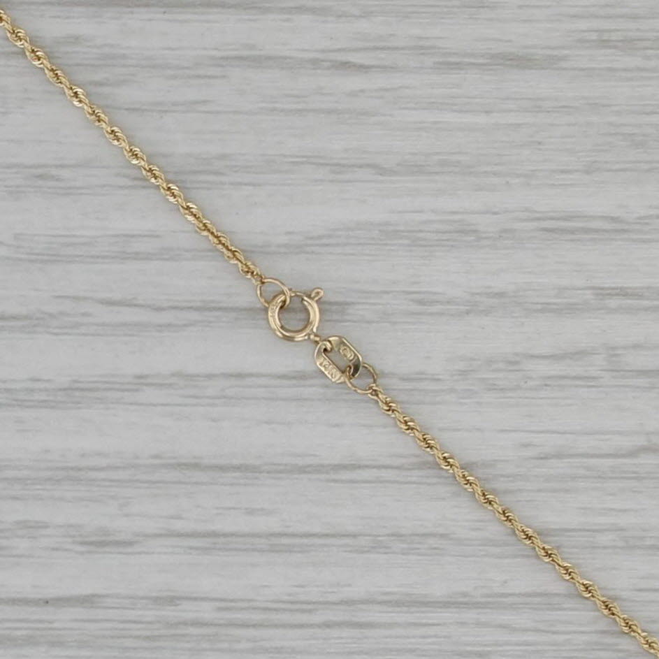 Long 20" 1.4mm Rope Chain Necklace 14k Yellow Gold