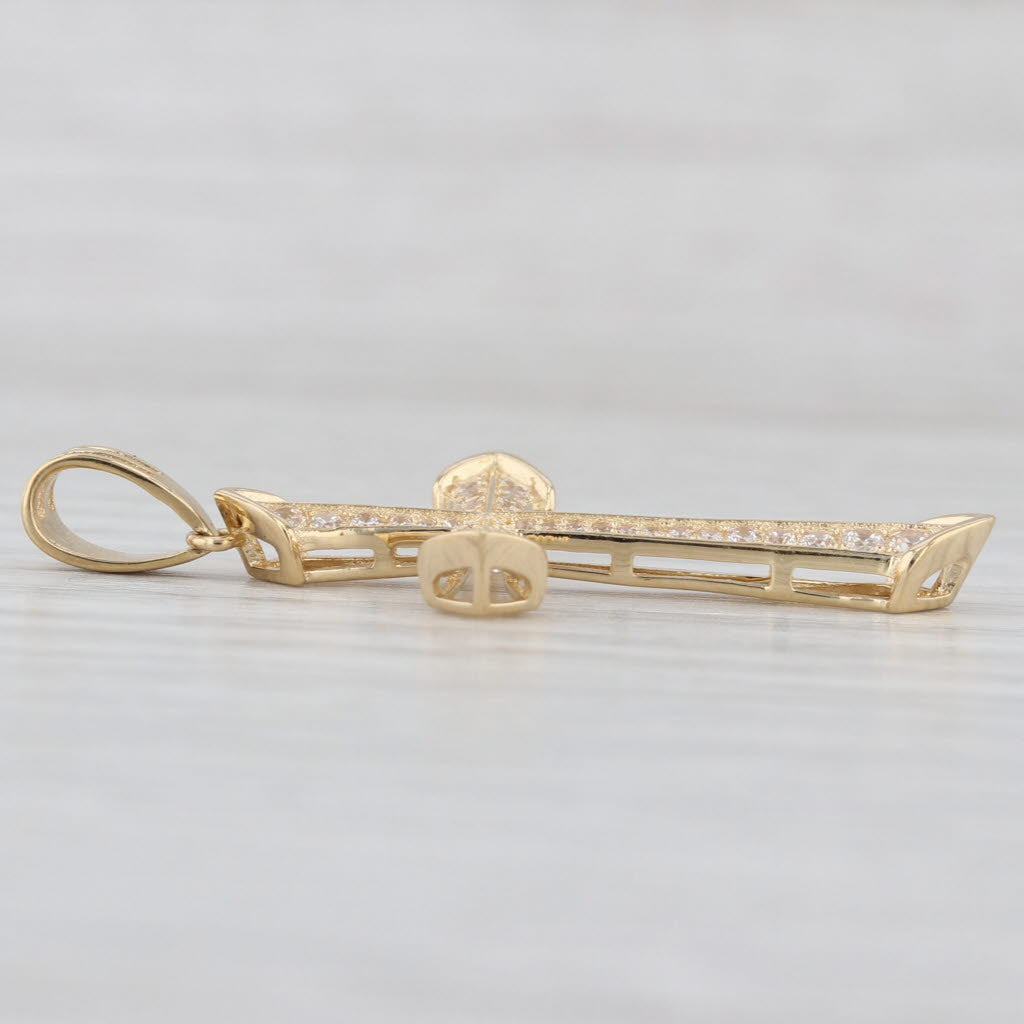 0.40ctw Cubic Zirconia Tapering Cross Pendant 18k Yellow Gold