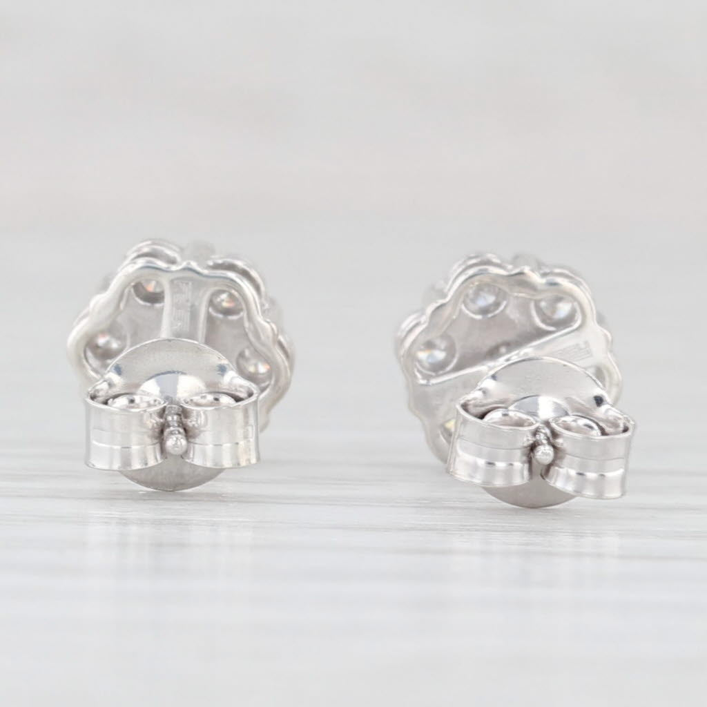 Light Gray 0.14ctw Diamond Cluster Flower Stud Earrings Sterling Silver