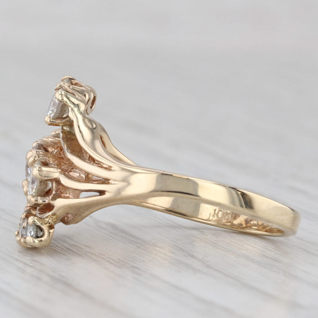 0.90ctw Diamond Bypass Ring 10k Yellow Gold Size 6.5 Cluster