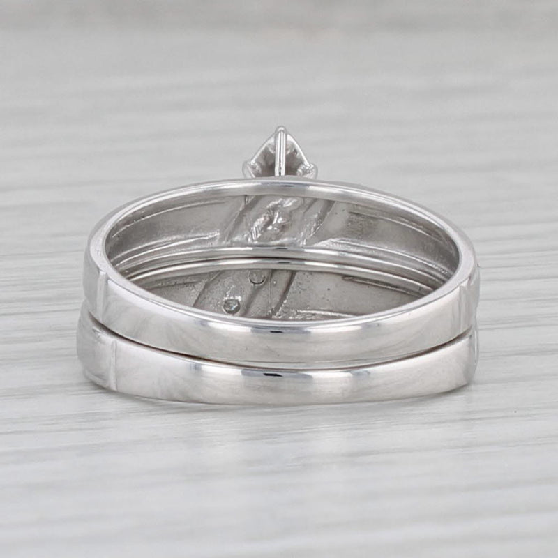Gray Diamond Engagement Ring Wedding Band Bridal Set 10k White Gold Size 7