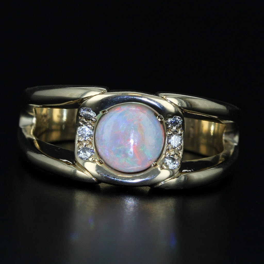 Black Debella Opal Diamond Ring 14k Yellow Gold Size 9