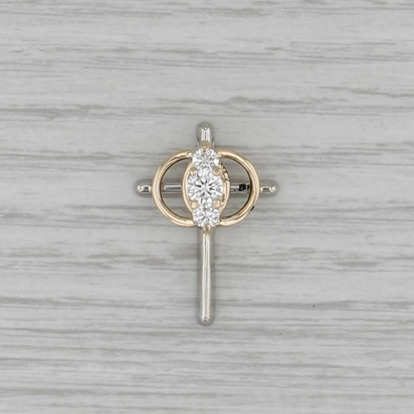 0.50ctw Diamond Cross Interlocking Rings Pendant 14k Gold Christian Marriage