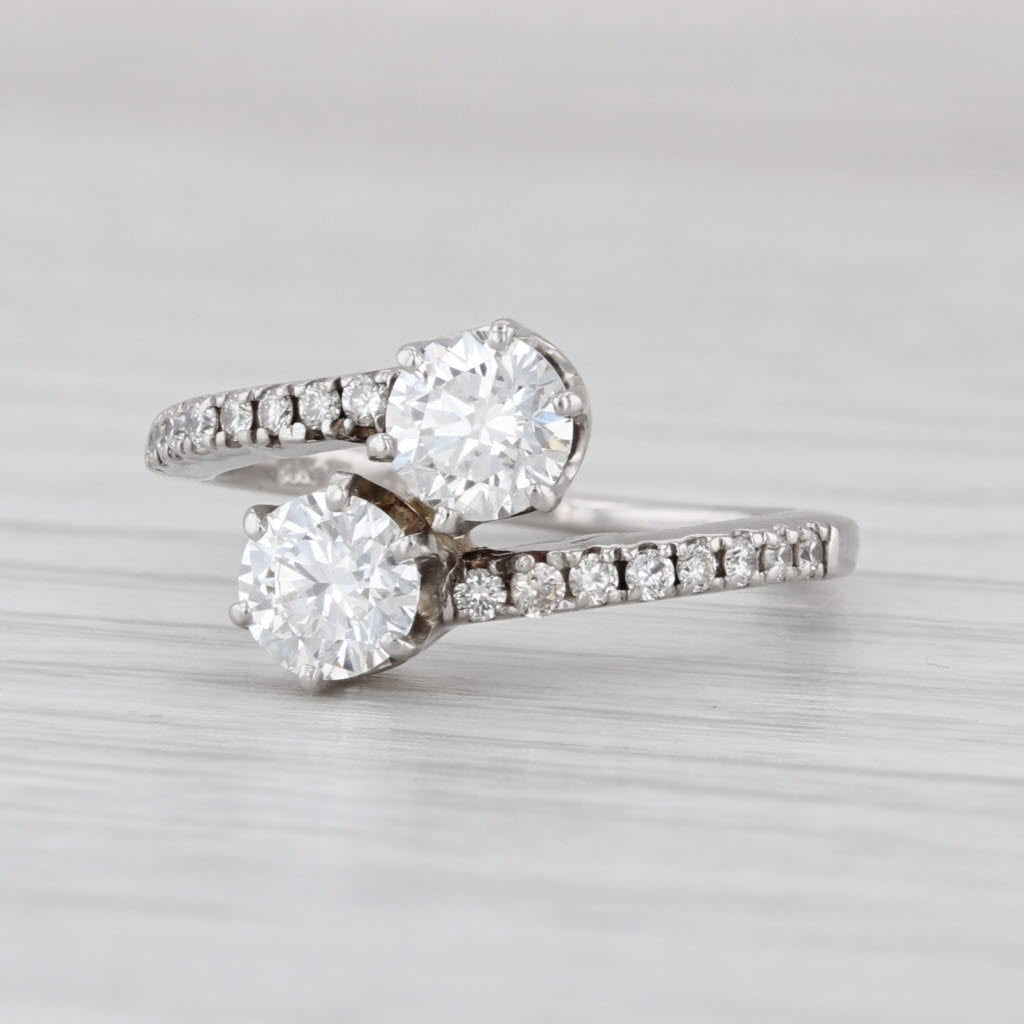 1.15ctw Diamond Bypass Ring 14k White Gold Wedding Anniversary Size 5.5