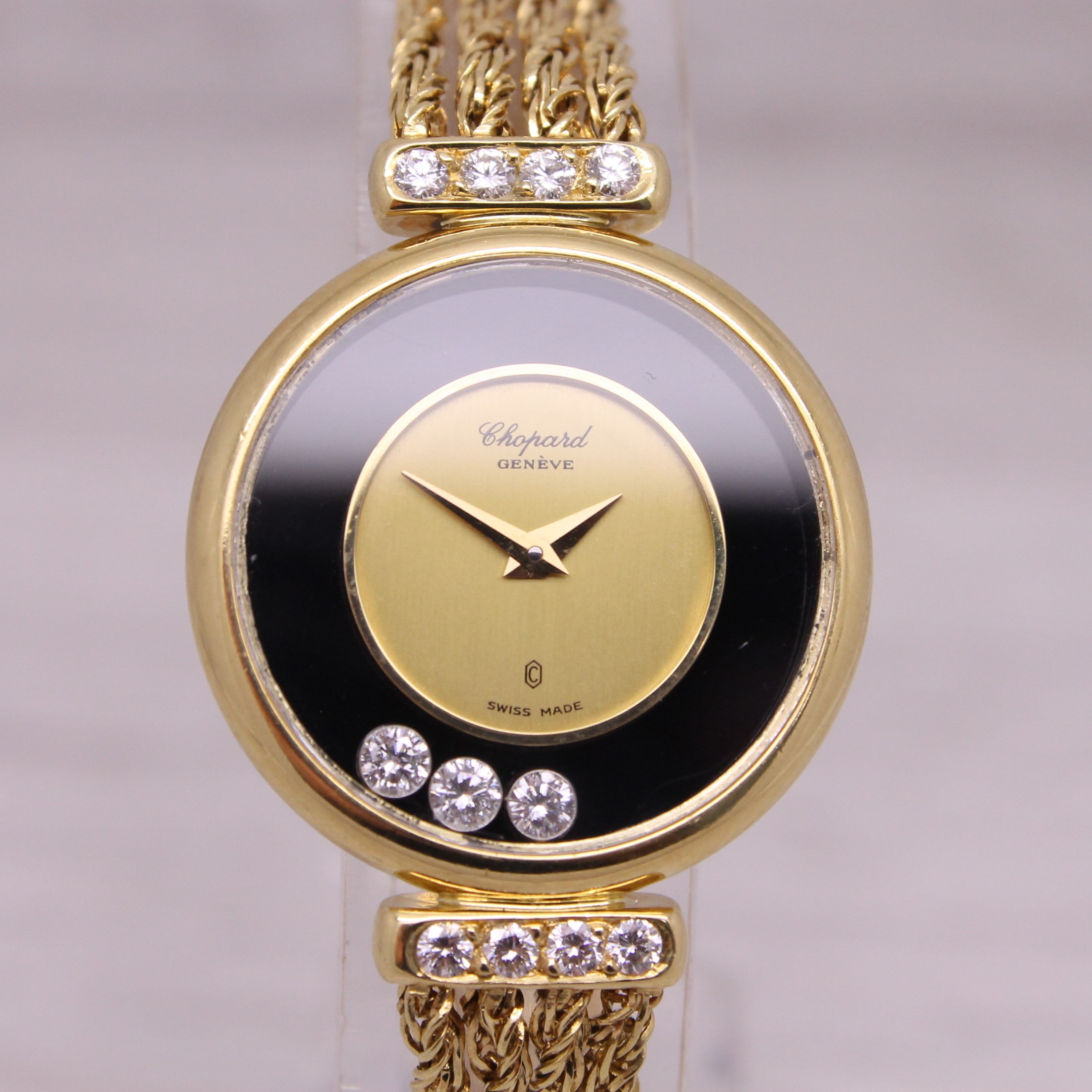 Chopard Happy Diamonds Ladies 24mm 18k Yellow Gold Quartz 4 Row Bracelet Watch