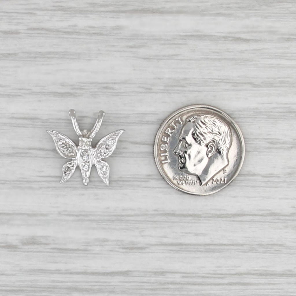 0.10ctw Diamond Butterfly Pendant 10k White Gold Small Drop