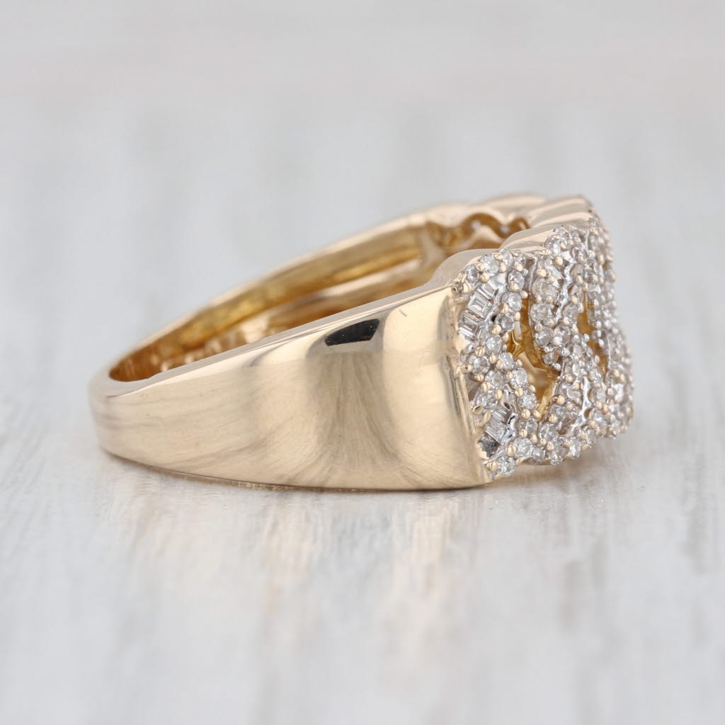 0.64ctw Scalloped Diamond Ring 10k Yellow Gold Size 9.25 Wide Band