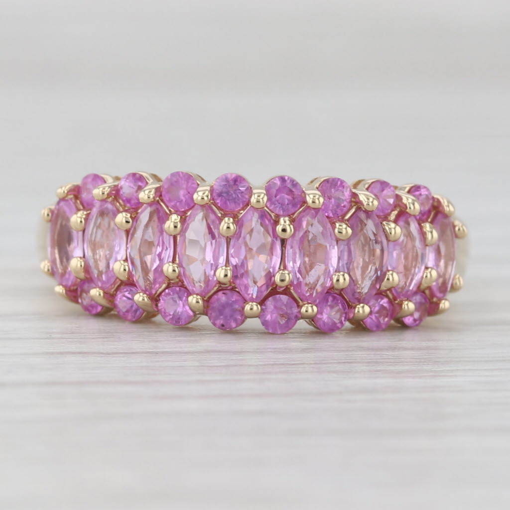 2.20ctw Pink Sapphire Cluster Ring 14k Yellow Gold Size 9