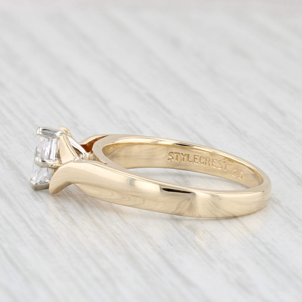 Light Gray Cubic Zirconia Marquise Solitaire Ring 14k Yellow Gold Size 6.5 Engagement