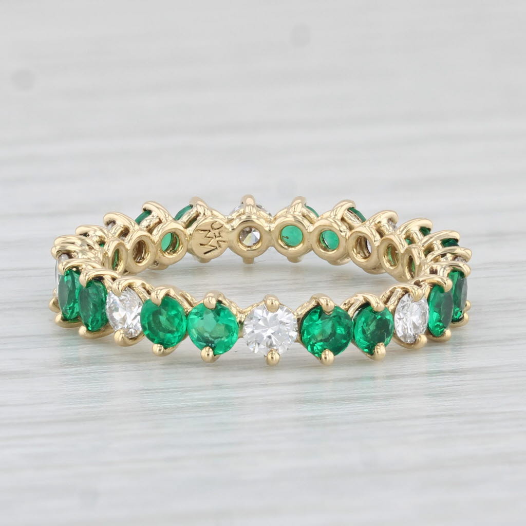 Light Gray 1.80ctw Emerald Diamond Eternity Band 18k Yellow Gold Size 5.75 Ring Kurt Wayne