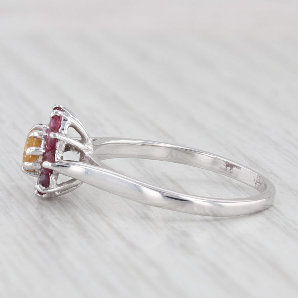 Light Gray 1ctw Oval Citrine Ruby Halo Ring 14k White Gold Size 7.5