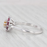 1ctw Oval Citrine Ruby Halo Ring 14k White Gold Size 7.5