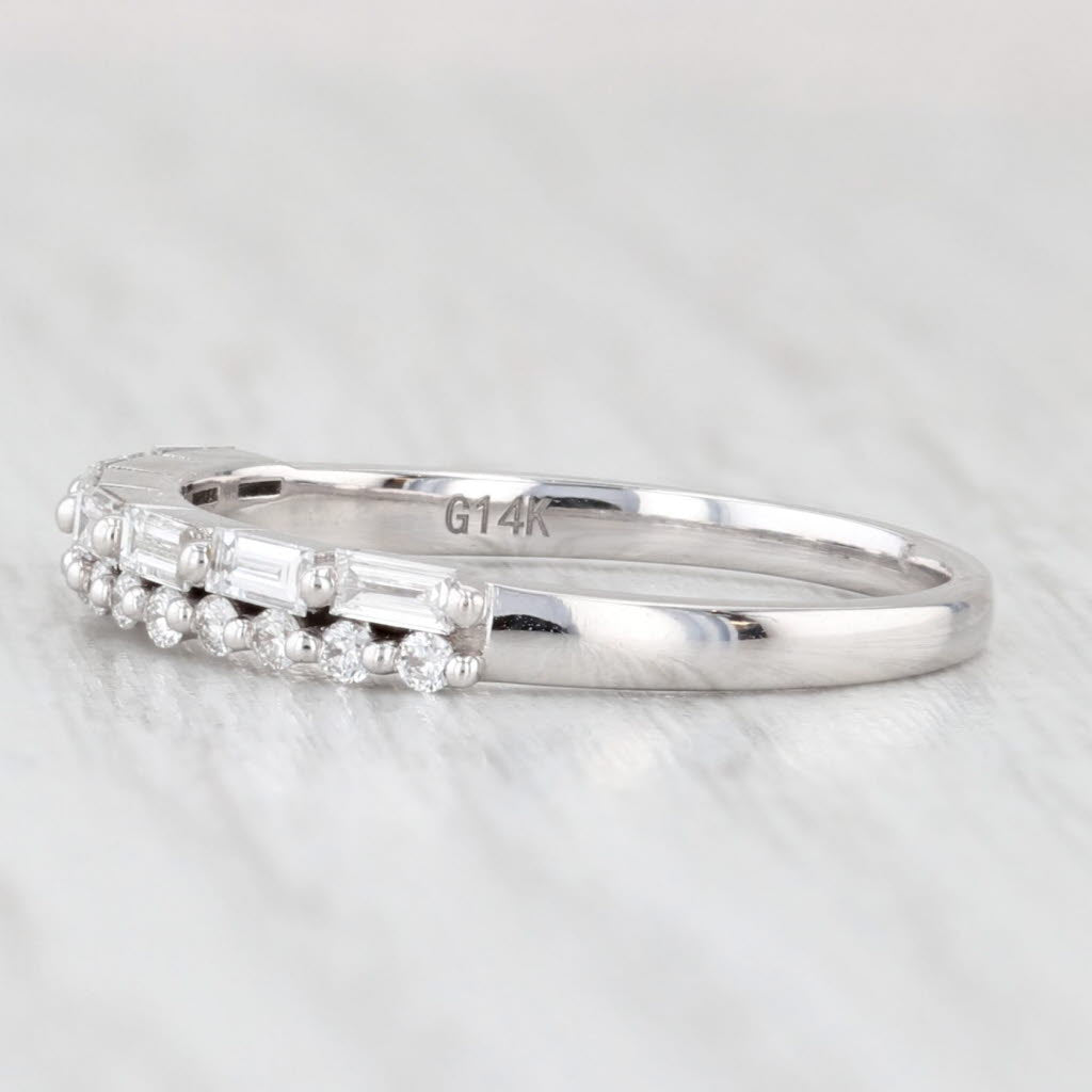 Light Gray New 0.34tw Diamond Wedding Band 14k White Gold Stackable Anniversary Ring 6.25