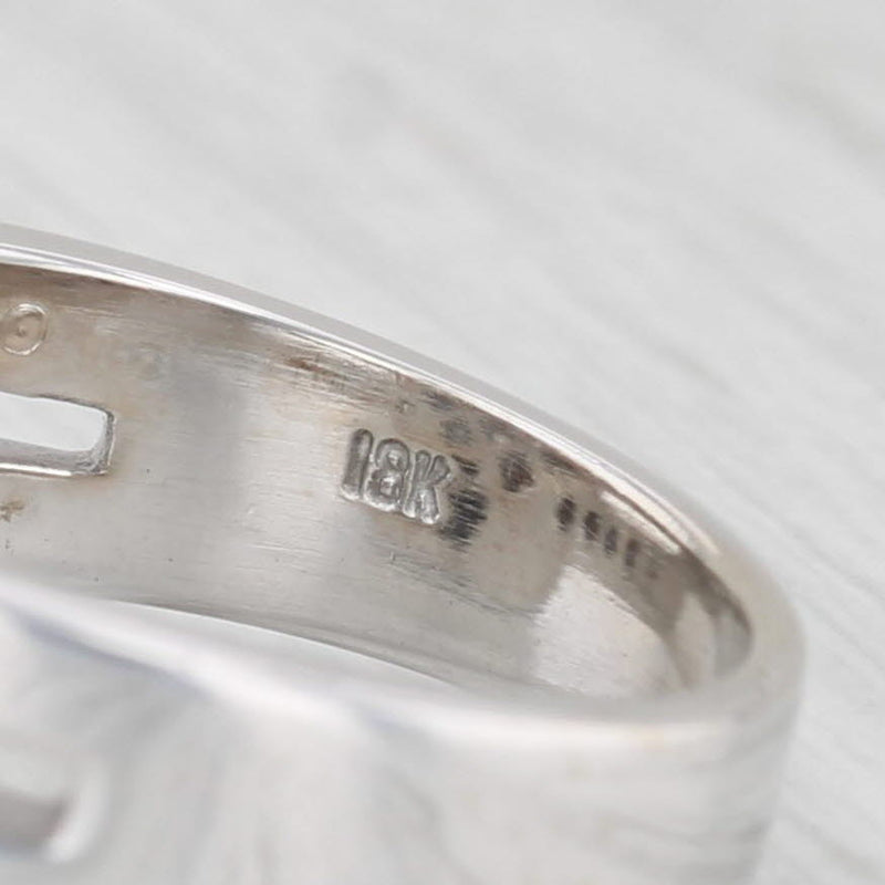 0.62ctw Diamond Halo Engagement Ring 18k White Gold Size 6.25