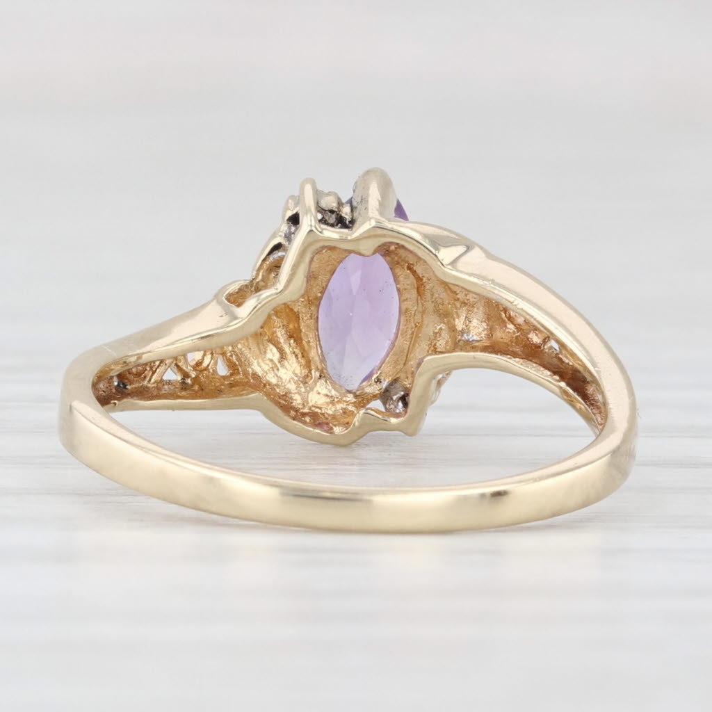 Light Gray 0.50ct Marquise Amethyst Ring 10k Yellow Gold Size 6 Diamond Accents