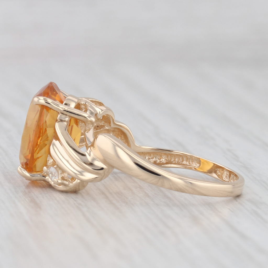 Light Gray 4.24ctw Orange Oval Citrine Diamond Ring 14k Yellow Gold Size 8