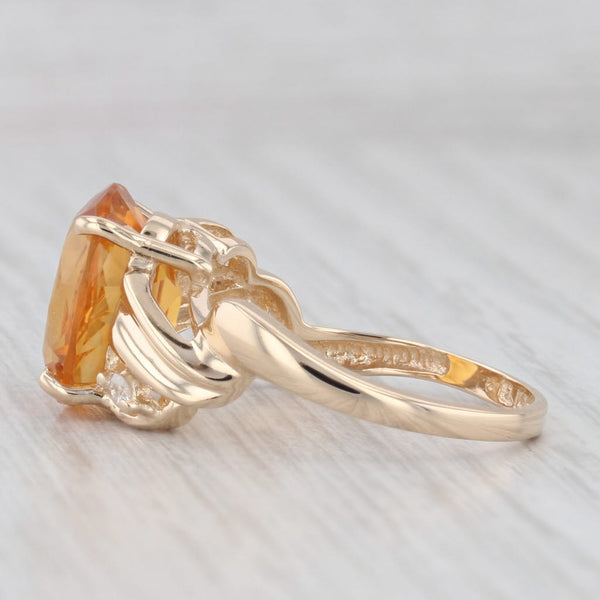 4.24ctw Orange Oval Citrine Diamond Ring 14k Yellow Gold Size 8