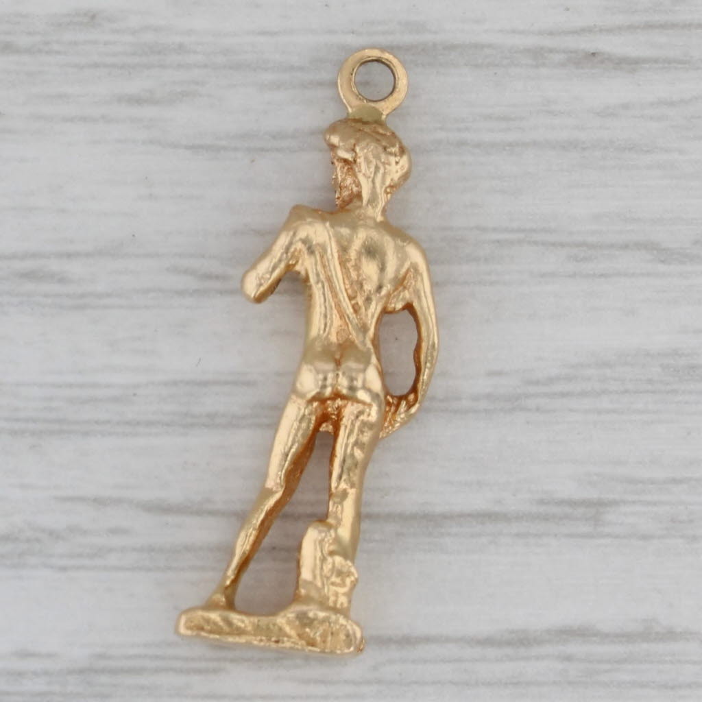 Gray Michelangelo's David Statue Charm 18k Yellow Gold Florence Italy Souvenir