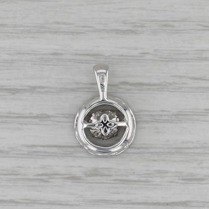 0.57ctw Floating Diamond Halo Pendant 14k White Gold Small Drop