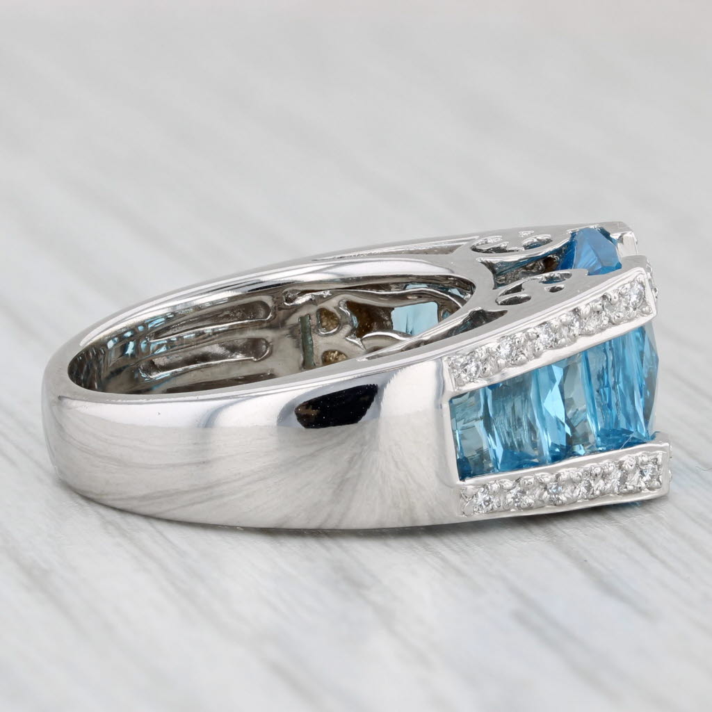 Light Gray Bellari 2.14ctw Blue Topaz Diamond Ring 18k White Gold Cocktail Size 7