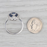 Gray New Beverley K 1.50ctw Blue Sapphire Diamond Halo Ring 14k White Gold Size 7.25