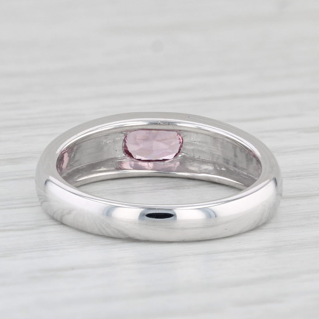 Light Gray 0.50ct Pink Spinel Oval Solitaire Ring 14k White Gold Size 6 Stackable Band