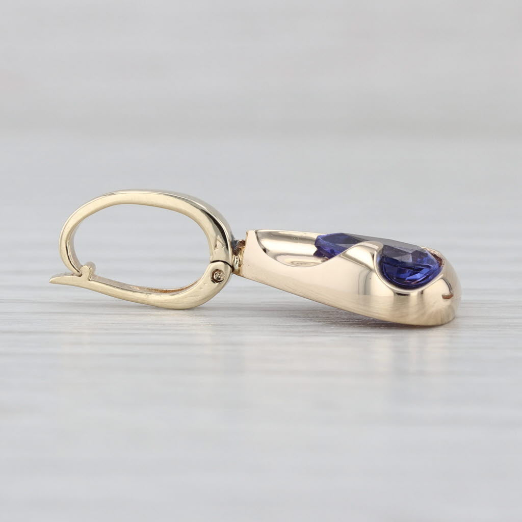 0.96ctw Tanzanite Diamond Teardrop Pendant 14k Yellow Gold Enhancer Clip Bail