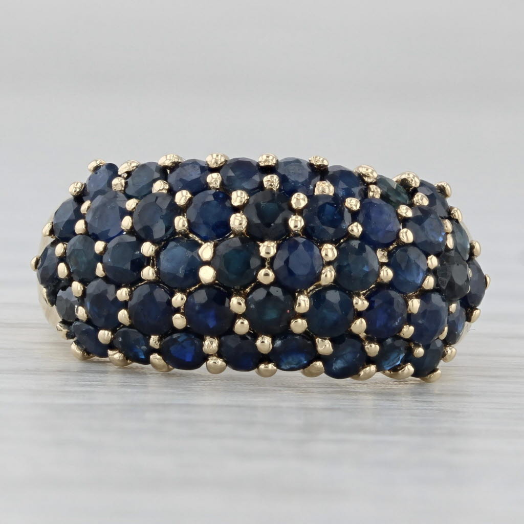 Gray 2.10ctw Blue Sapphire Cluster Ring 10k Yellow Gold Size 7