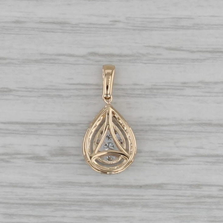 0.47ctw Diamond Cluster Teardrop Pendant 14k Yellow Gold