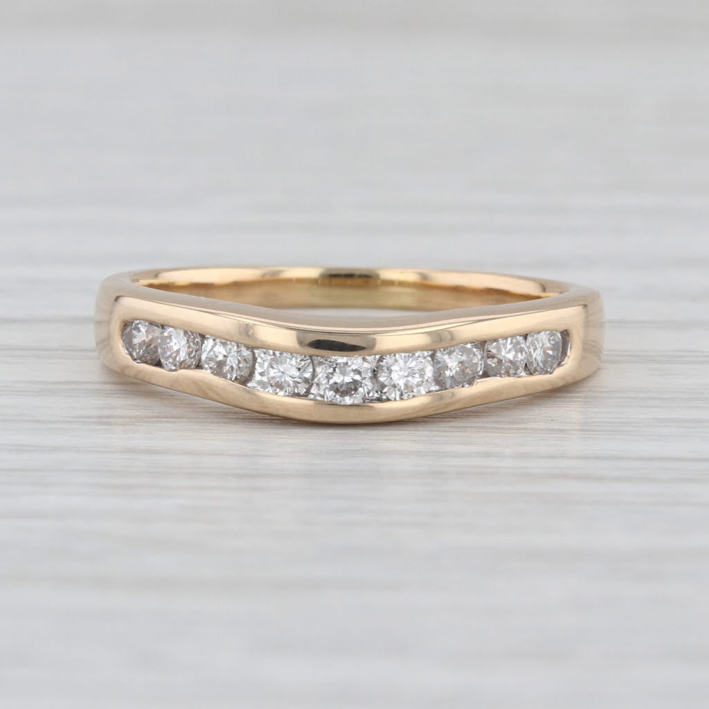 0.45ctw Curved Diamond Wedding Band 14k Gold Size 8.5 Anniversary Stackable