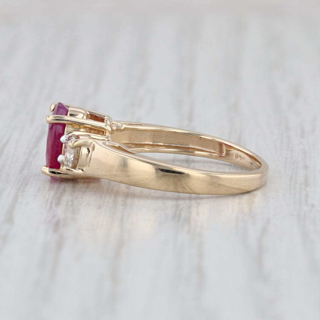 1.62ctw Oval Ruby Diamond Ring 14k Yellow Gold Size 6