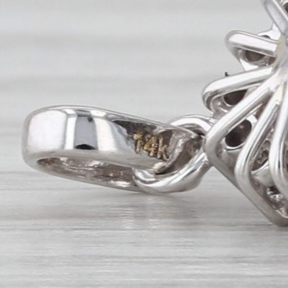 Small 5.1mm Cultured Pearl 0.16ctw Diamond Halo Pendant 14k White Gold