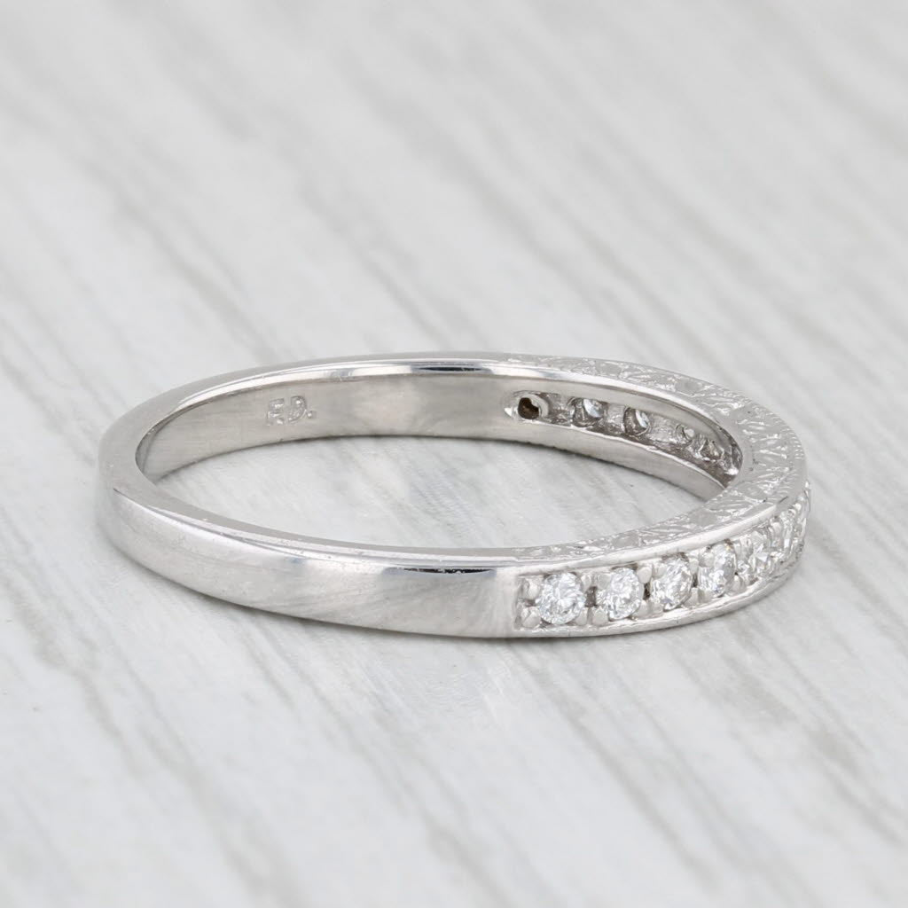 Light Gray 0.18ctw Diamond Wedding Band 14k White Gold Size 6.75 Stackable Anniversary Ring