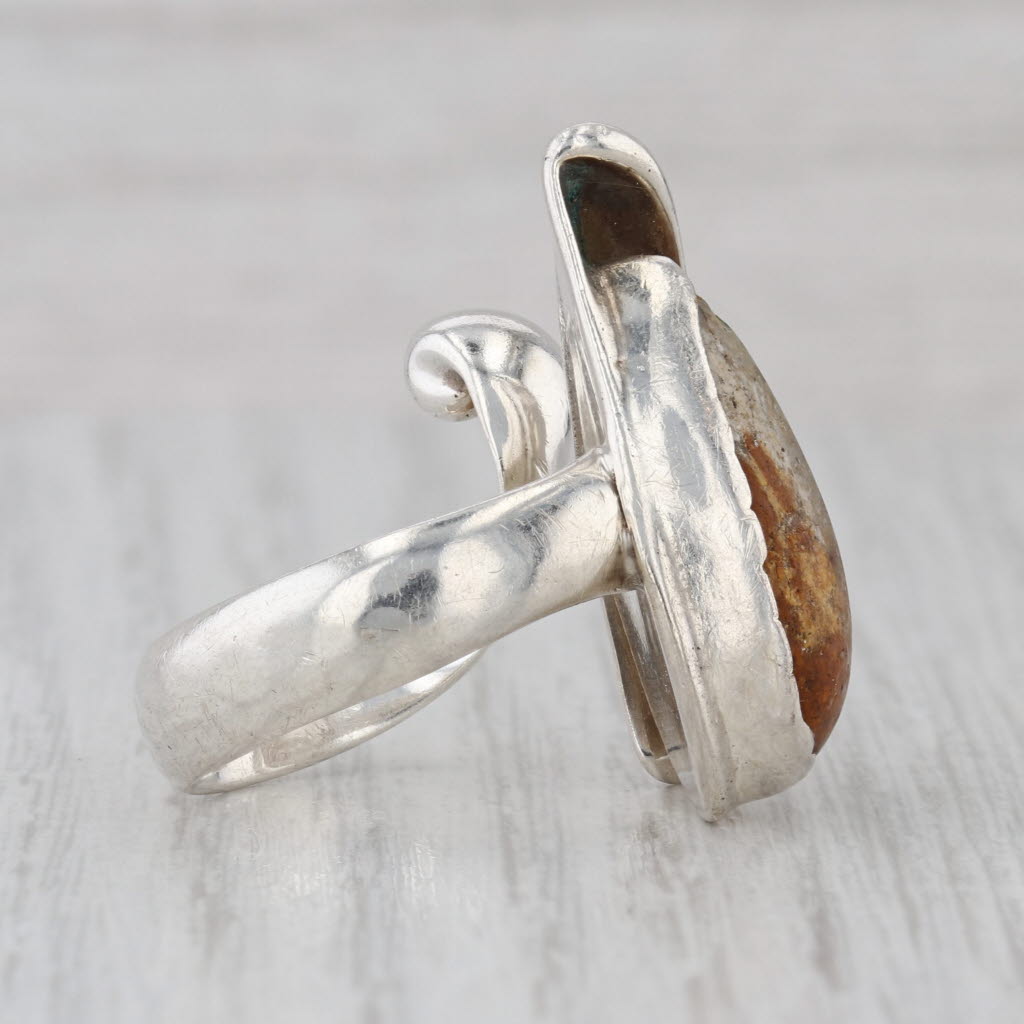 Dan Dye Turquoise Statement Ring Sterling Silver Size 8+ Adjustable