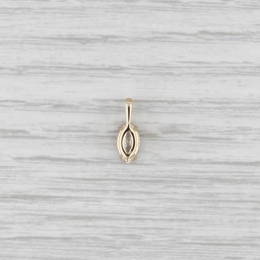 New 0.55ct Diamond Marquise Solitaire Pendant 14k Yellow Gold Small Drop