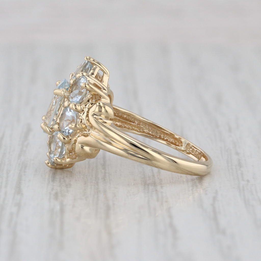2.96ctw Aquamarine Flower Ring 10k Yellow Gold Size 6