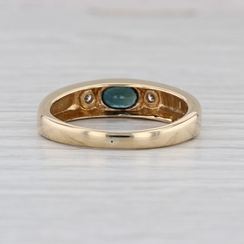 0.76ctw Blue Sapphire Diamond Ring 14k Yellow Gold Size 10.25 Wedding Band