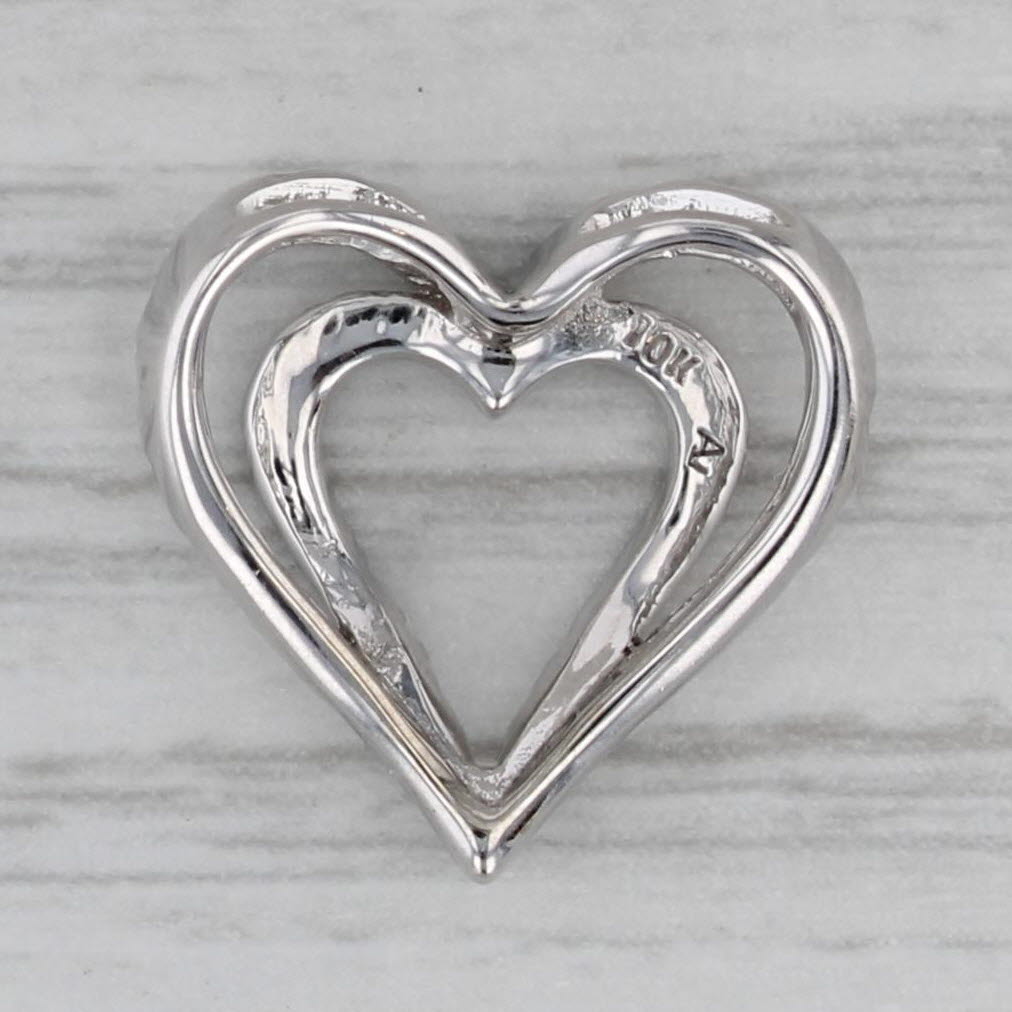 Gray Pave Diamond Interlocking Hearts Pendant 10k White Gold