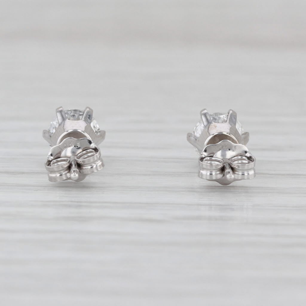 0.81ctw Round Solitaire Stud Earrings 14k White Gold Studs