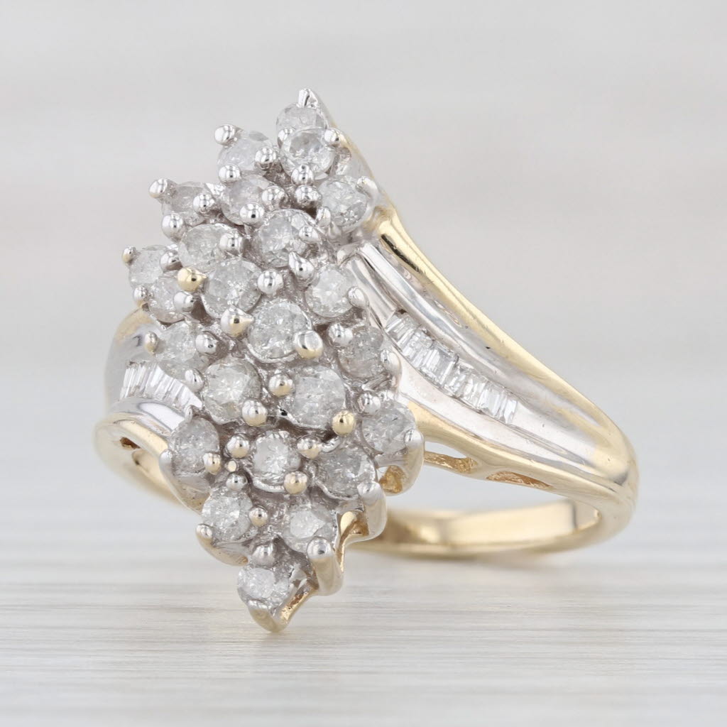 Light Gray 0.60ctw Diamond Cluster Ring 10k Yellow Gold Size 7.25 Bypass