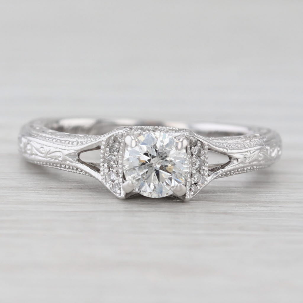 Neil Lane 0.56ctw Diamond Engagement Ring 14k White Gold Size 5.5 Cathedral Band