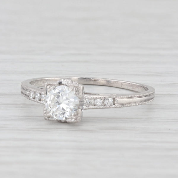 Vintage 0.56ctw Old European Diamond Engagement Ring Platinum Size 7.5