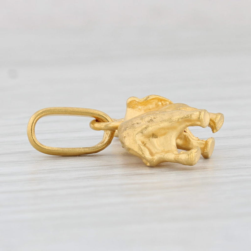Light Gray Elephant Pendant 18k Yellow Gold Charm Good Luck 3D Figural
