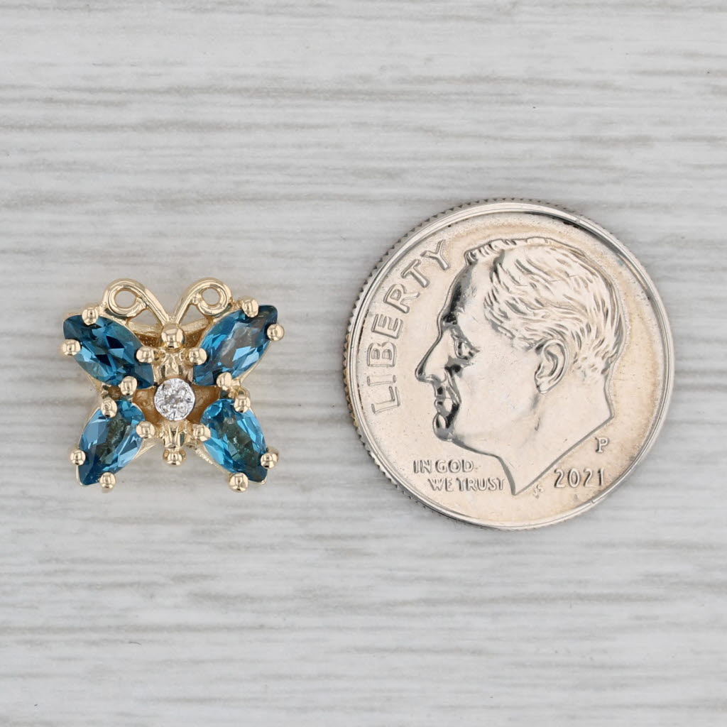 Gray Richard Klein Blue Topaz Butterfly Slide Bracelet Charm 14k Yellow Gold Vintage
