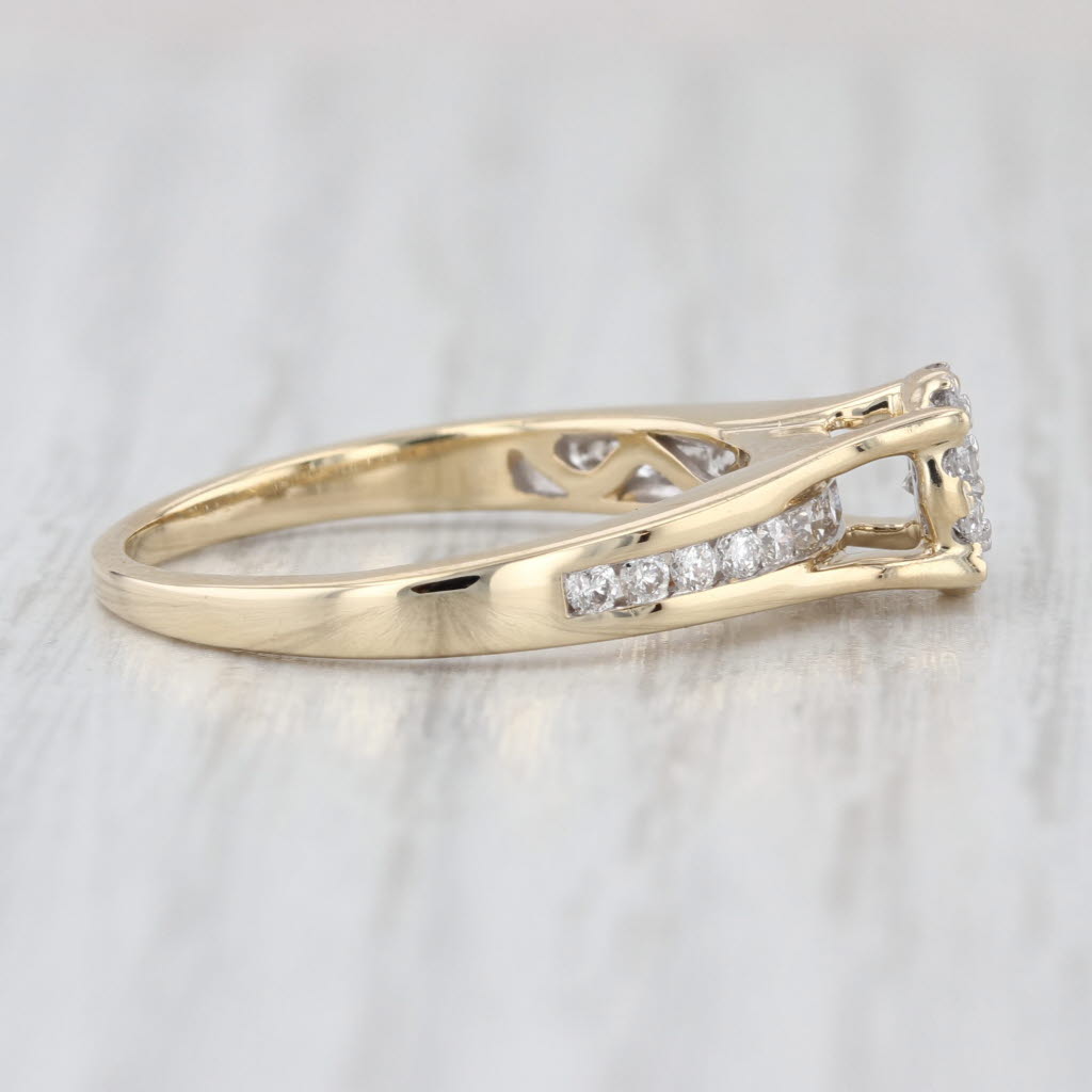0.56ctw Diamond Cluster Engagement Ring 14k Yellow Gold Size 8.5 Cathedral Band