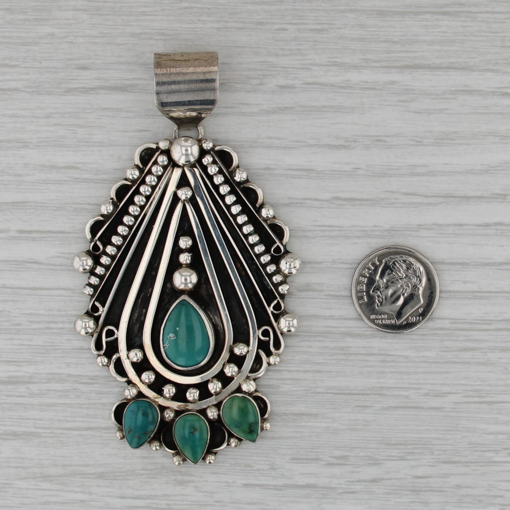 Lorean Nez Vintage Navajo Turquiose Pendant Sterling Silver Native American