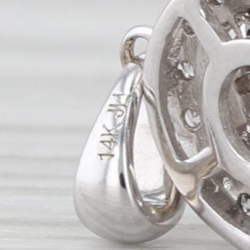 0.19ctw Round Diamond Halo Pendant 14k White Gold Small Drop