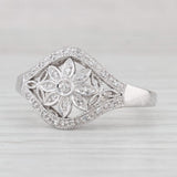 0.10ctw Diamond Flower Ring 10k White Gold Size 11 Floral